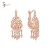 Filigree dangling Rose Gold Clip-On Earrings