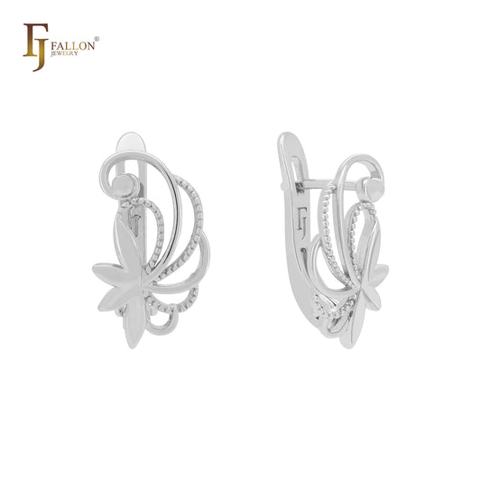 Dancing butterflies tails elegant 14K Gold Clip-On Earrings