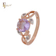 Giant Big rounded CZ Rose Gold two tone Fashion Rings