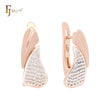 Double leaves of white CZs Rose Gold two tone Clip-On Earrings