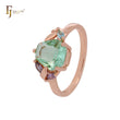 Cluster fruitful leaves colorful CZs Apple green Rose Gold Fashion Rings