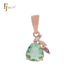 Cluster fruitful leaves colorful CZs Apple green Rose Gold Solitaire Pendant