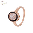 Oval solitaire white CZs black circled Rose Gold Fashion Rings