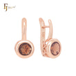 Elegant round Solitaire coffee CZ Rose Gold Clip-On Earrings