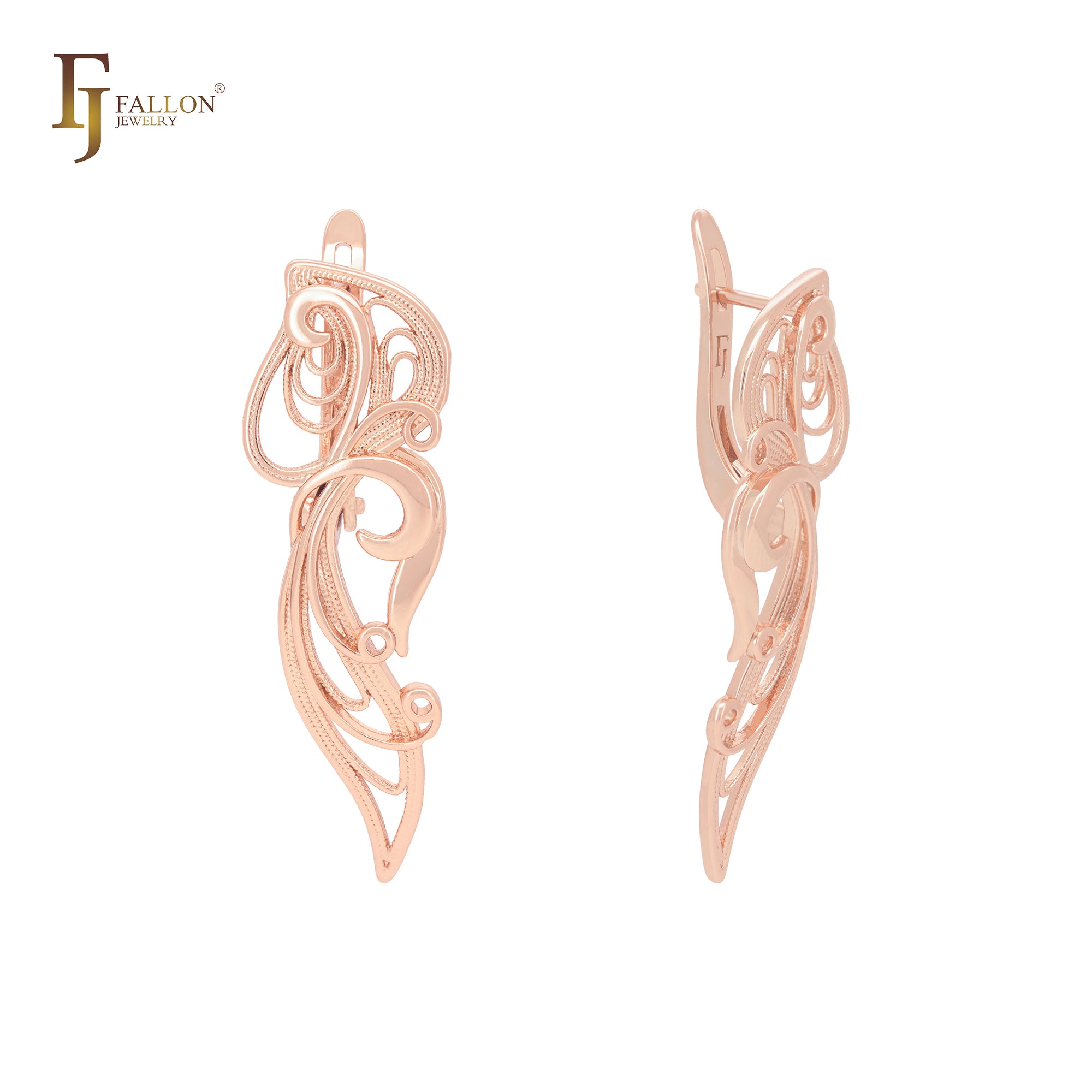 Elegant twsited Filigree Rose Gold Clip-On Earrings