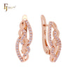 Multi twisted bands of white CZs Rose Gold Clip-On Earrings