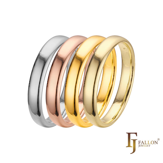 Wedding band rings of 6mm plated in White Gold, 14K Gold, 18K Gold, Rose Gold