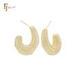 Glossy fluid C hoop 14K Gold, Rose Gold, White Gold Stud Earrings