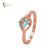 Solitaire round lake blue cz Rose Gold Engagement Rings