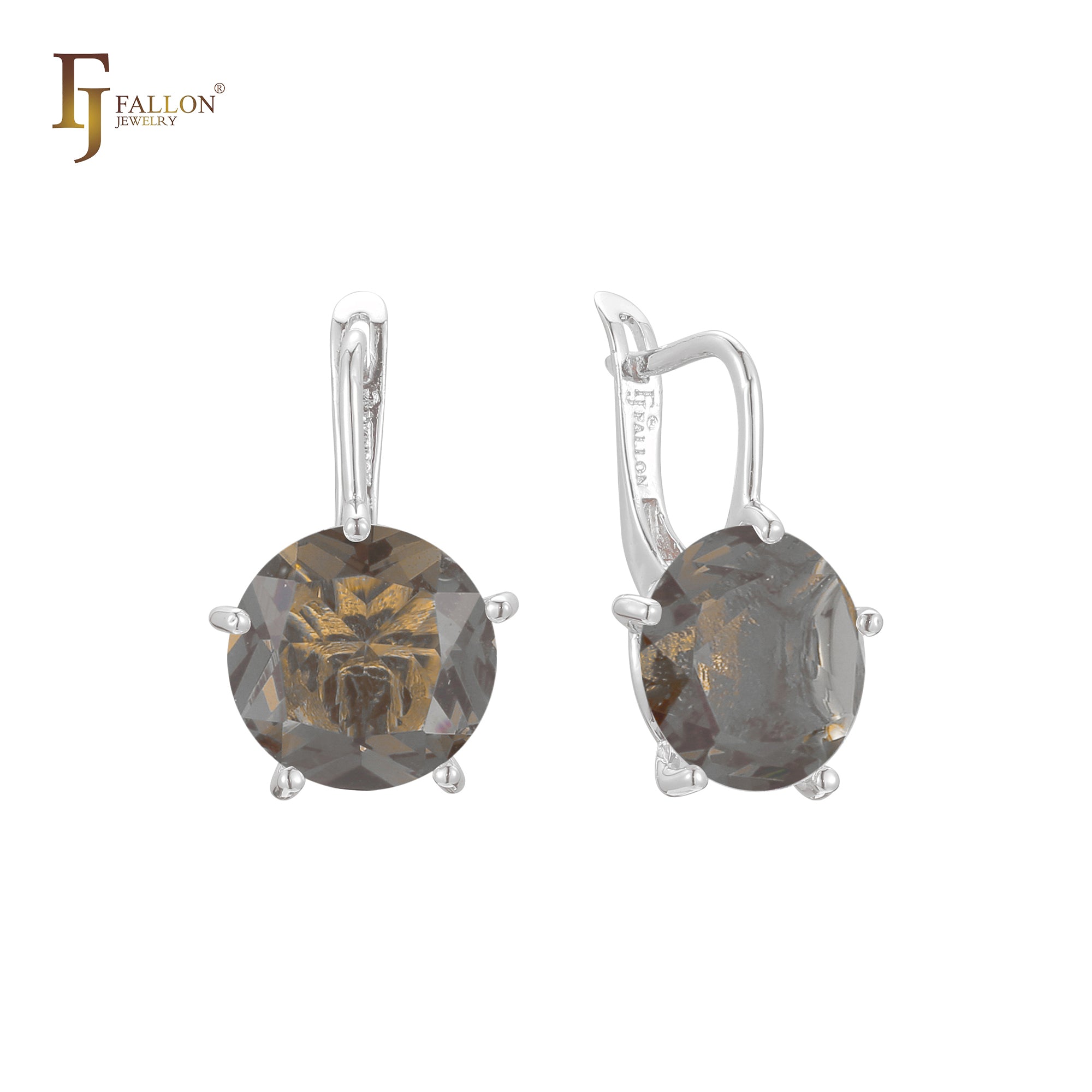 Solitaire big round CZ 14K Gold, Rose Gold earrings