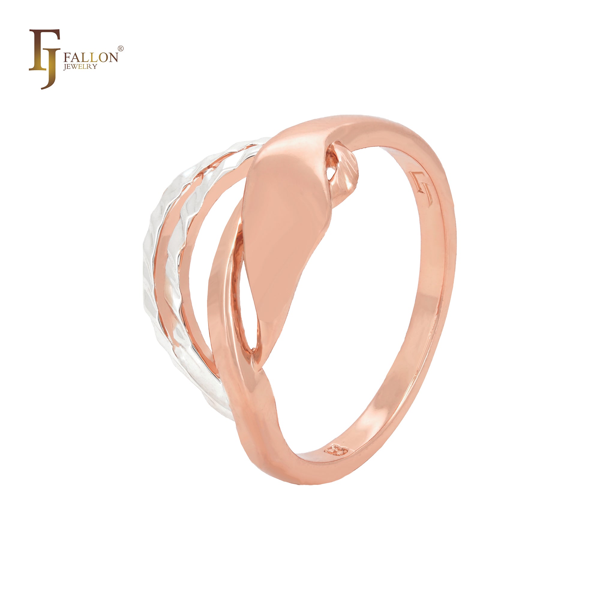 Interlocking Ribbons Rose Gold two tone Fashion Rings