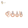 Wonderful luxurious white CZs lock Rose Gold two tone Jewelry Set with Rings and pendant