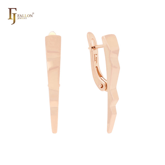 Geometric pointy zigzag Rose Gold Clip-On Earrings