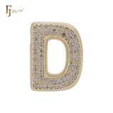 Alphabet letter D with cluster white CZs 14K Gold Pendant