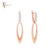 Tall Marquise with white CZs cluster Rose Gold two tone Clip-On Earrings