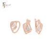 Geometric design with triangular white CZs Rose Gold two tone Jewelry Set with Rings