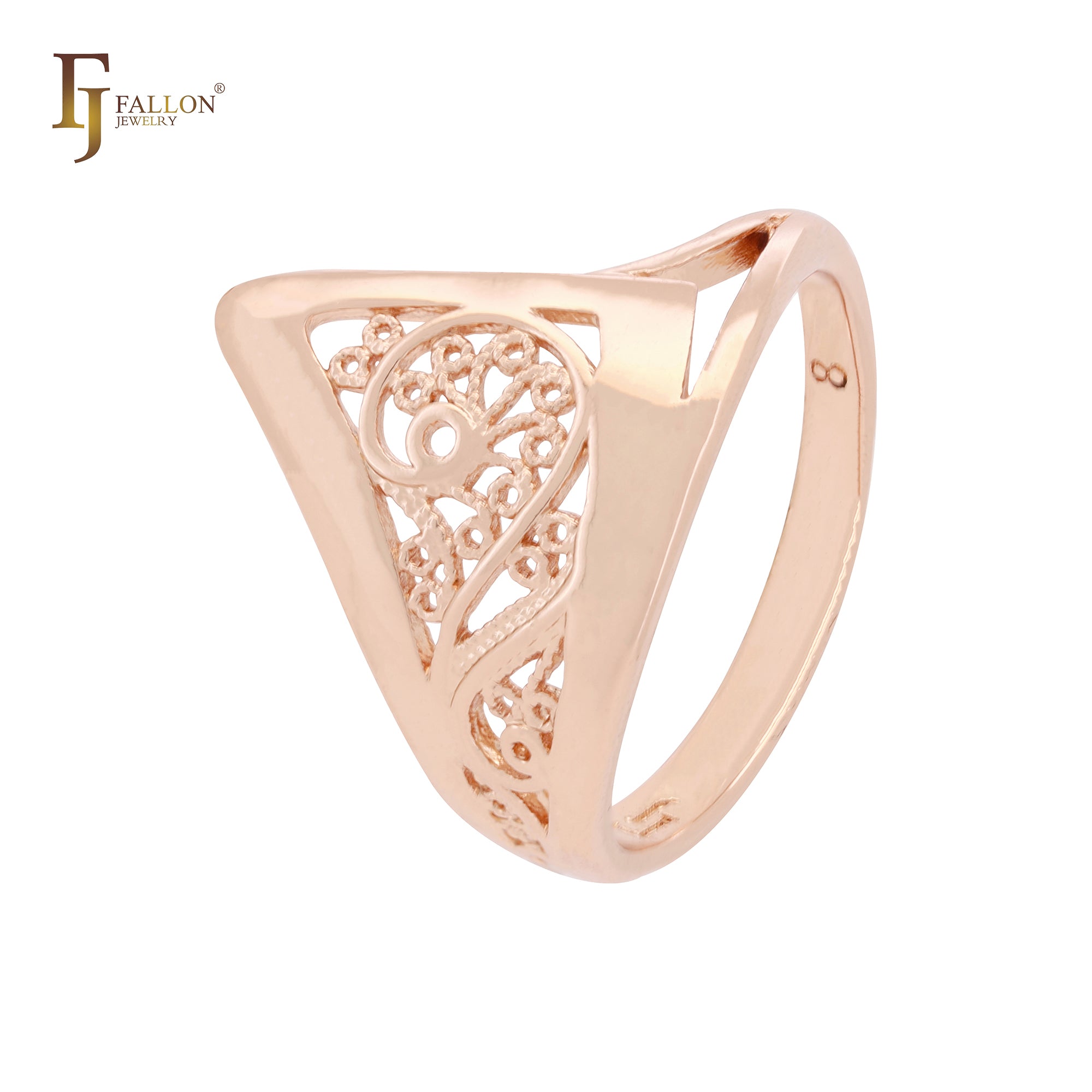 Chevron Filigree Rose Gold Fashion Rings