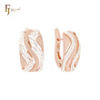 Curved wavy geometric rows Rose Gold two tone Clip-On Earrings