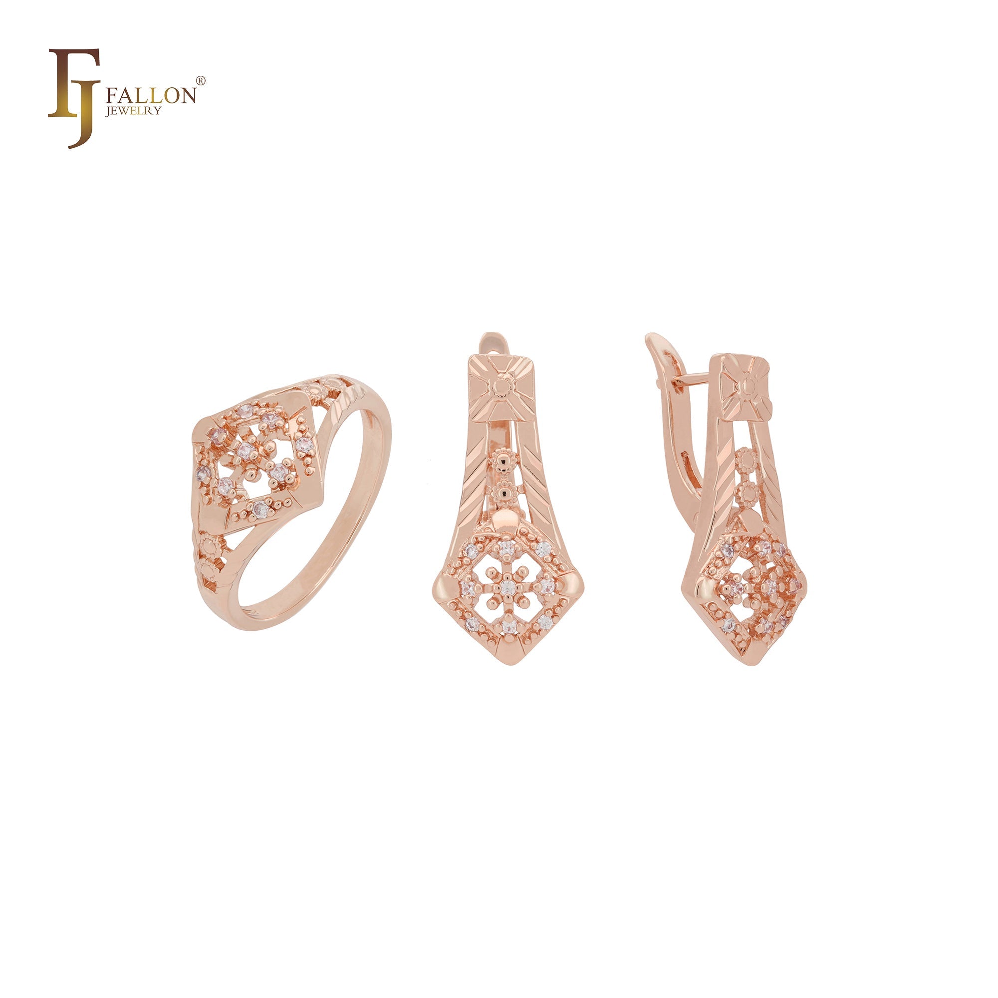 Pendrey's Spotlight 14K Gold, Rose Gold Jewelry Set with Rings