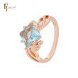 Asscher Cut Lake Blue Ribbon Rose Gold Fashion Rings