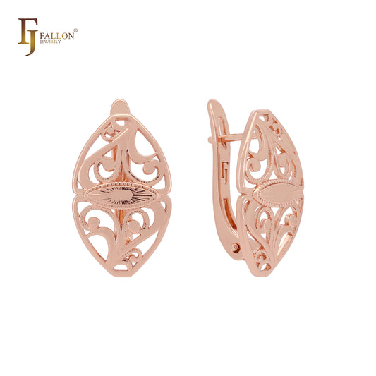 Double branches of filigree Rose Gold Clip-On Earrings