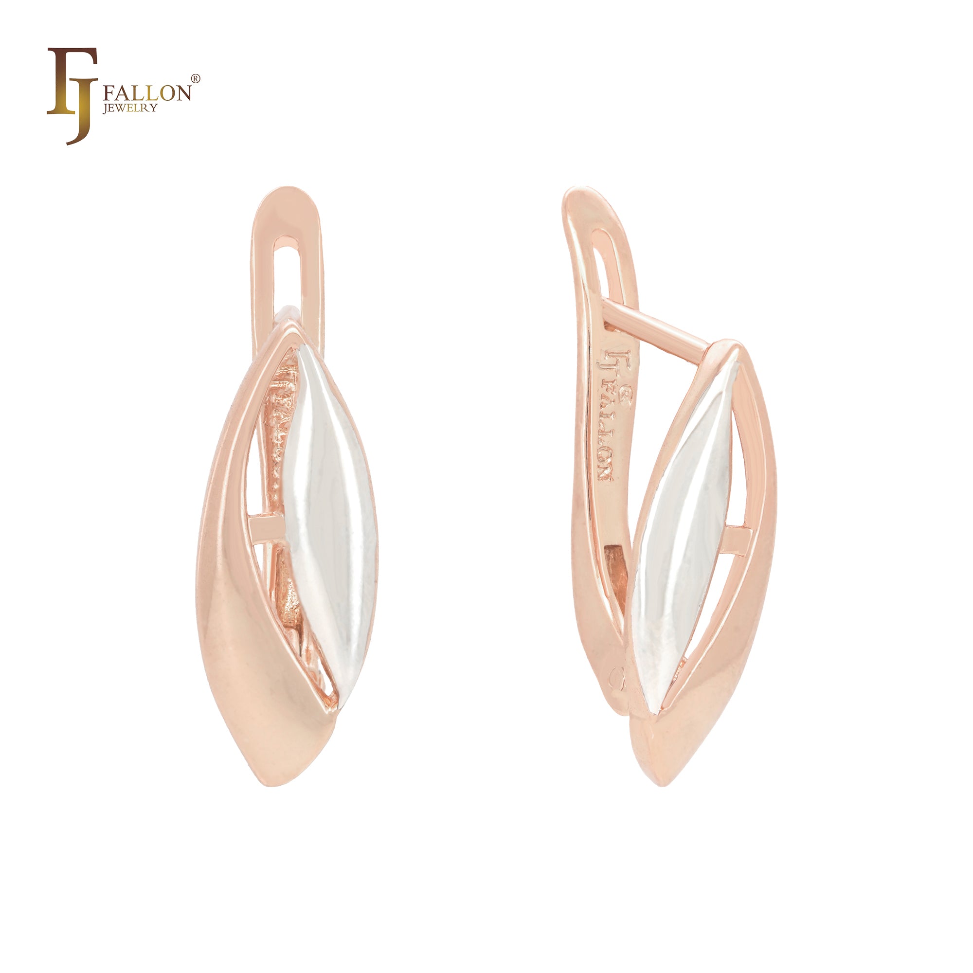 Double marquise leaves Rose Gold two tone Clip-On Earrings