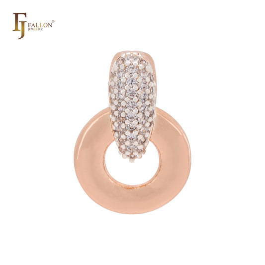 Wonderful luxurious white CZs lock Rose Gold two tone Fashion Pendant