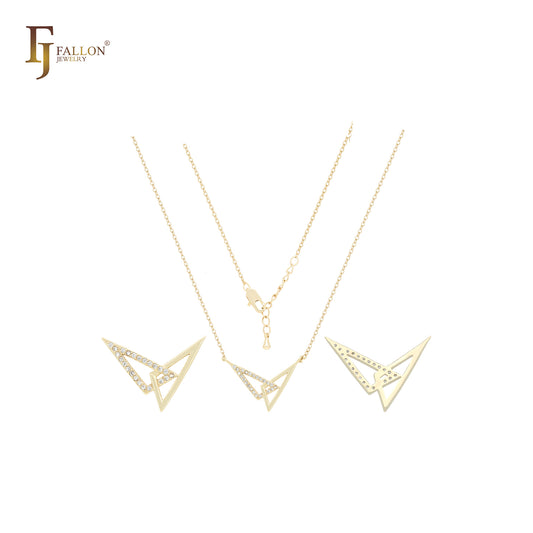 Interlocking triangular 14K Gold Necklace