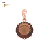 Solitaire big drop colorful clawed CZ Rose Gold pendant