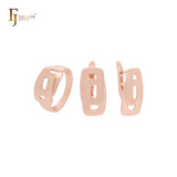 Geometric double rounded overlapped windows Rose Gold Jewelry Set with Rings