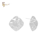 Oval nugget shaped 14K Gold, Rose Gold, White Gold Stud Earrings