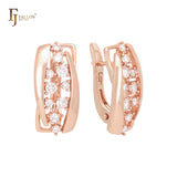 Cluster white CZs Rose Gold Clip-On Earrings