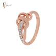 Wonderful interwining vines design with white CZs Rose Gold two tone Fashion Rings