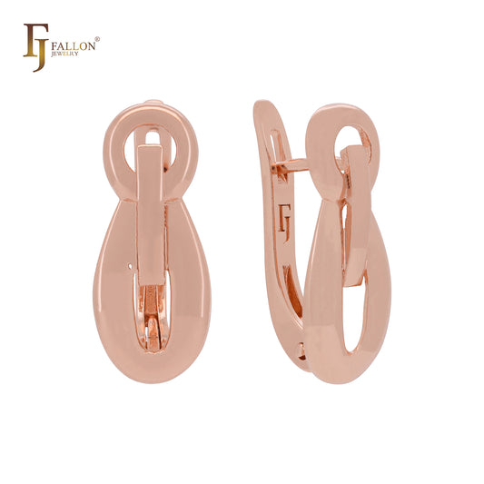 Geometric chain link lock design Rose Gold, two tone Clip-On Earrings