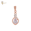 Solitaire pear shape Coffee CZ Rose Gold two tone Pendant