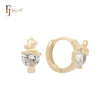 Butterfly on a rounded white Cz 14K Gold Huggie Earrings