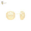 Weaving textured half bead 14K Gold, Rose Gold, White Gold Stud Earrings