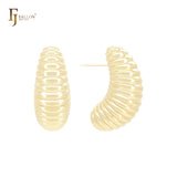 Overlapping Cocoon shaped 14K Gold, Rose Gold, White Gold Stud Earrings