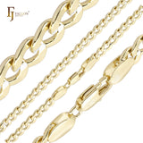 Curb link center rod grooved 14K Gold, Rose Gold, two tone Chain