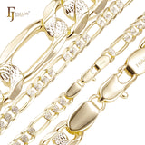 Figaro link ripple hammered chains plated in 14K Gold