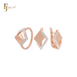 Double rhombus of white CZs Rose Gold two tone Jewelry Set with Rings