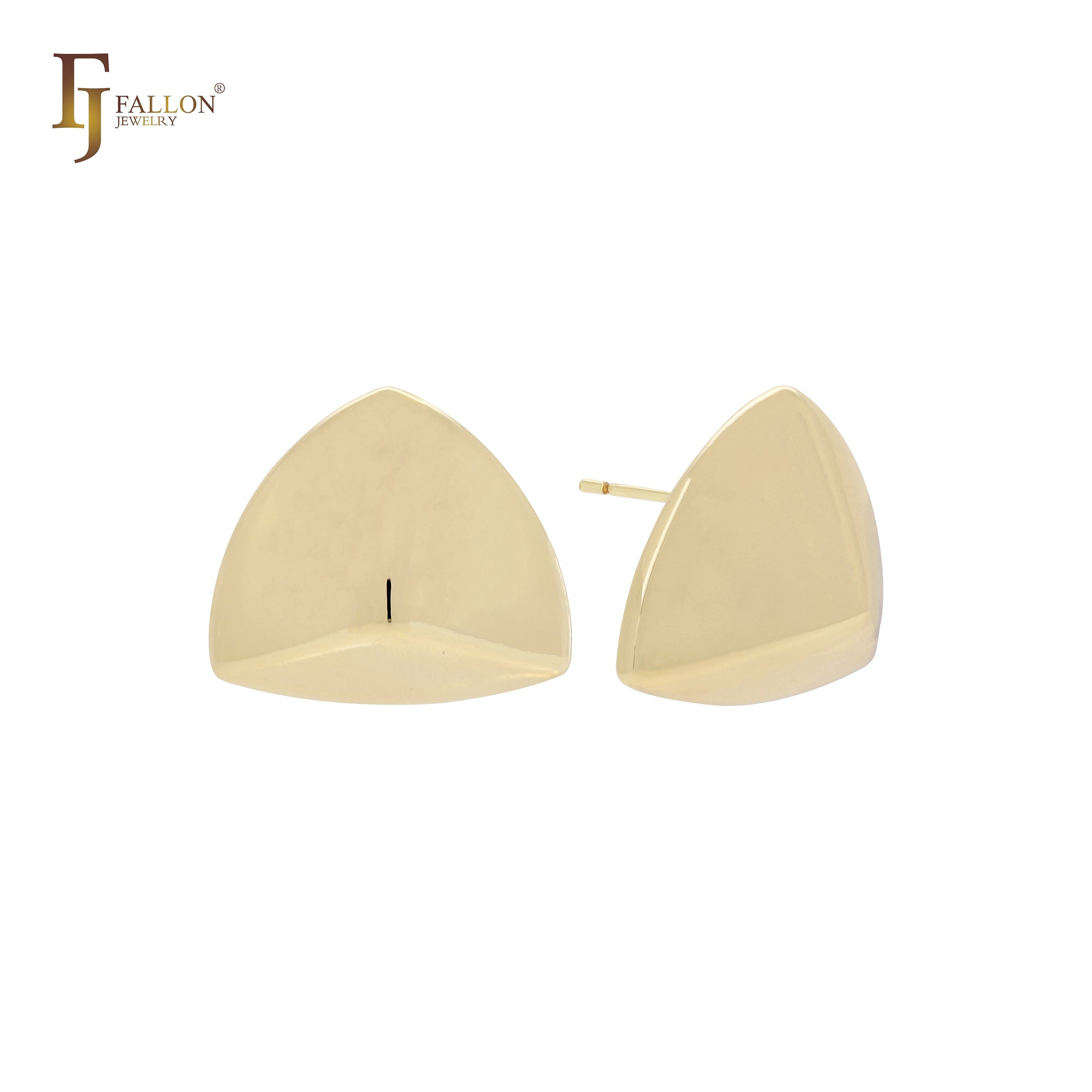 Triangular Rounded beads geometric 14K Gold, Rose Gold, White Gold Stud Earrings