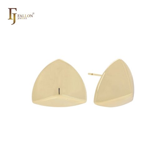 Triangular Rounded beads geometric 14K Gold, Rose Gold, White Gold Stud Earrings