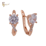 Solitaire round colorful CZ blooming Rose Gold, 14K Gold Clip-On Earrings