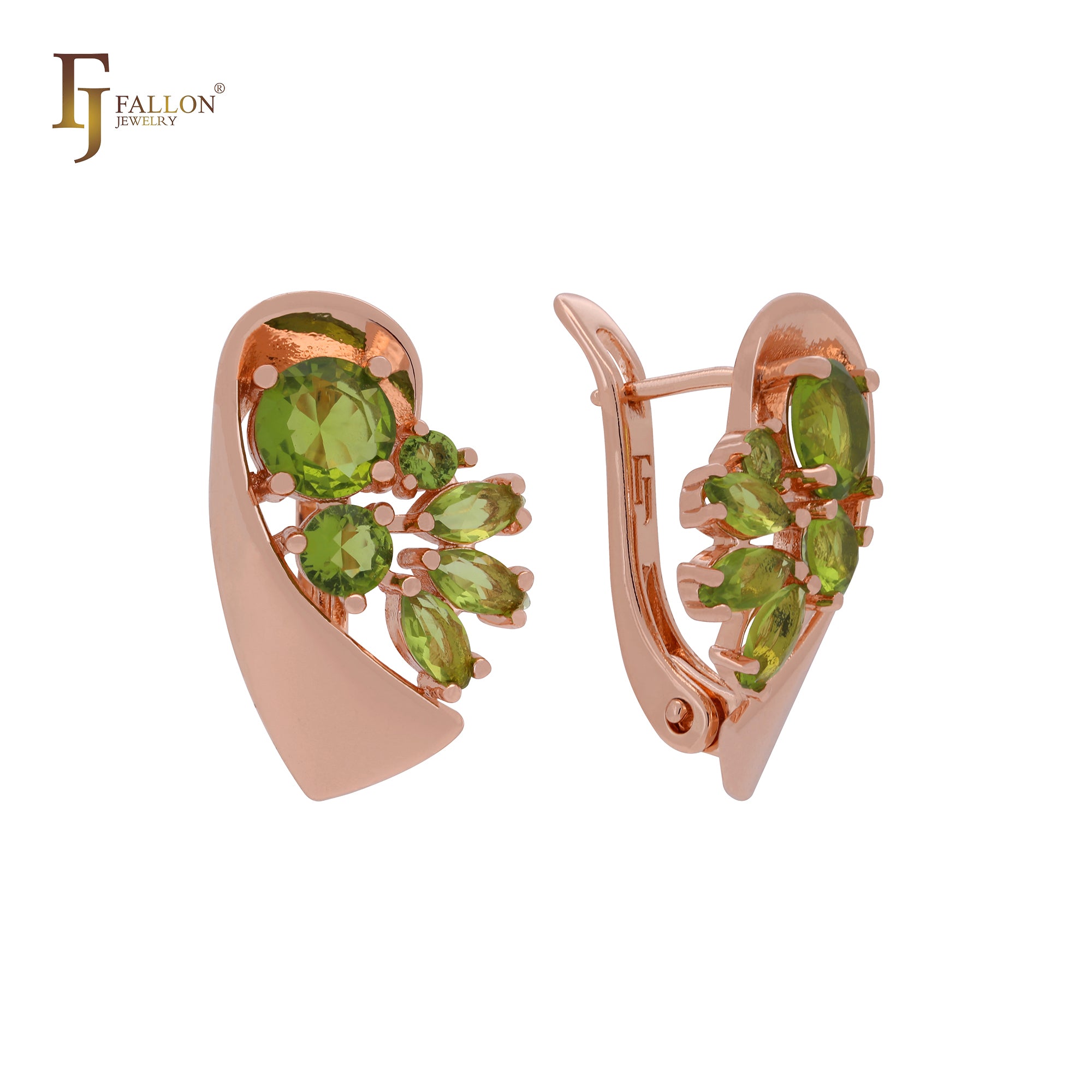 Gret luxurious cluster CZs colorful Rose Gold Clip-On Earrings