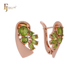 Gret luxurious cluster CZs colorful Rose Gold Clip-On Earrings