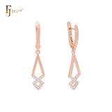 Drop arrow head with white CZs Rose Gold two tone Clip-On Earrings