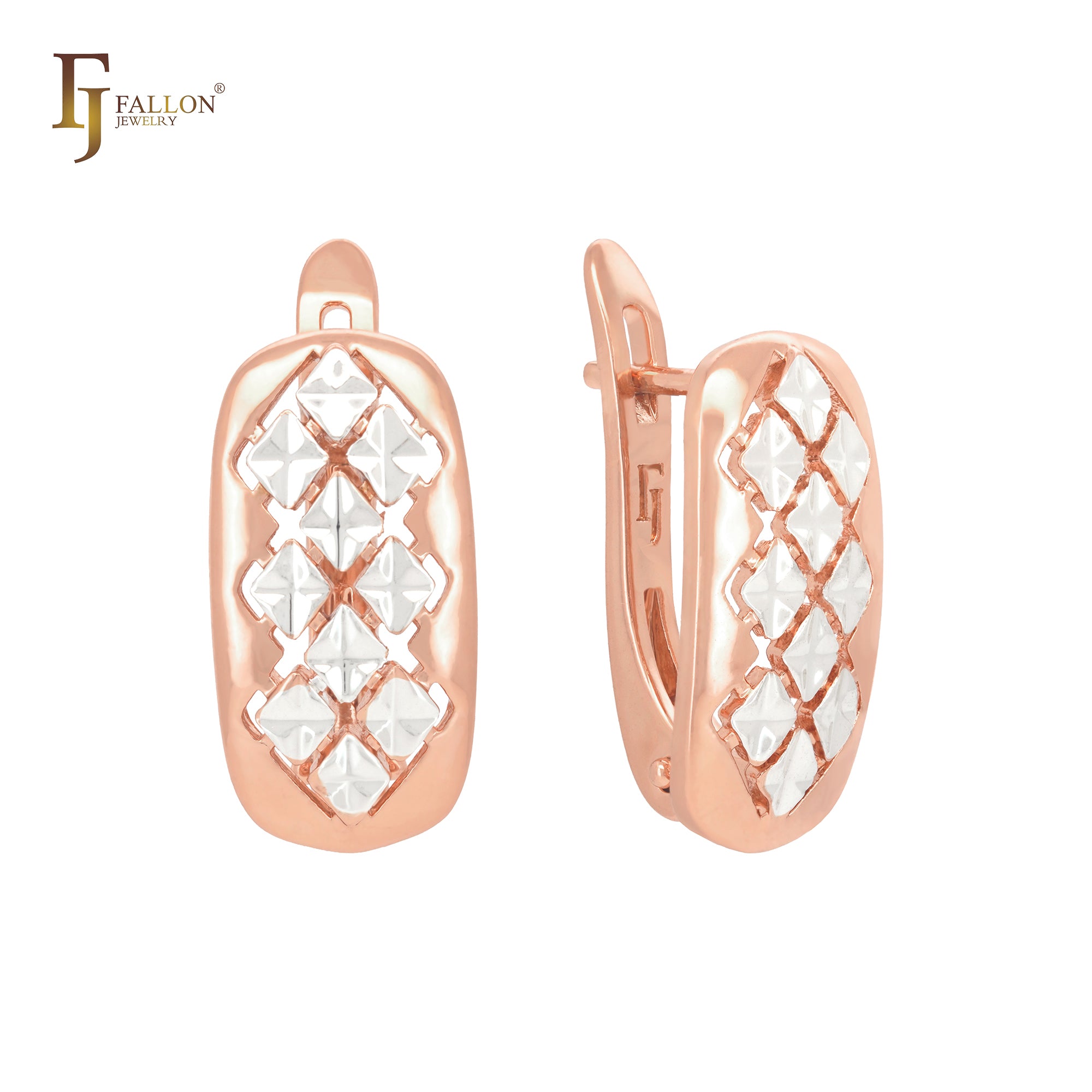 Thousand triple geometric Rose Gold two tone Clip-On Earrings