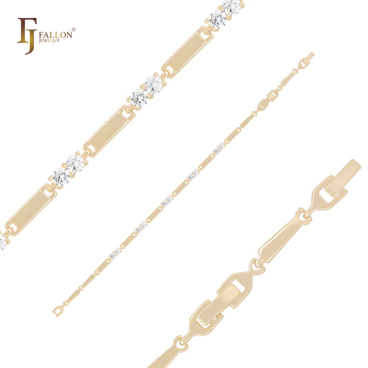 Double bar mixed white  CZs 14K Gold Bracelets