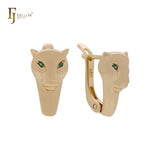 The leopard emerald eyes 14K Gold, white Gold, Rose Gold Clip-On Earrings